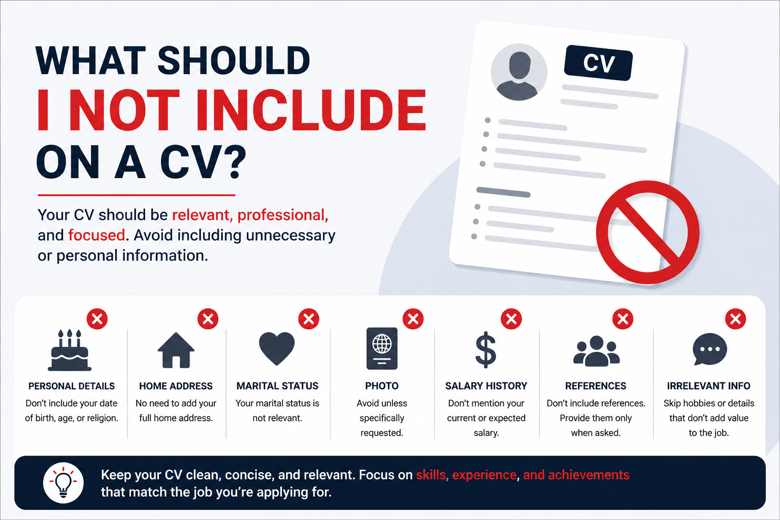 What should I not include on a CV