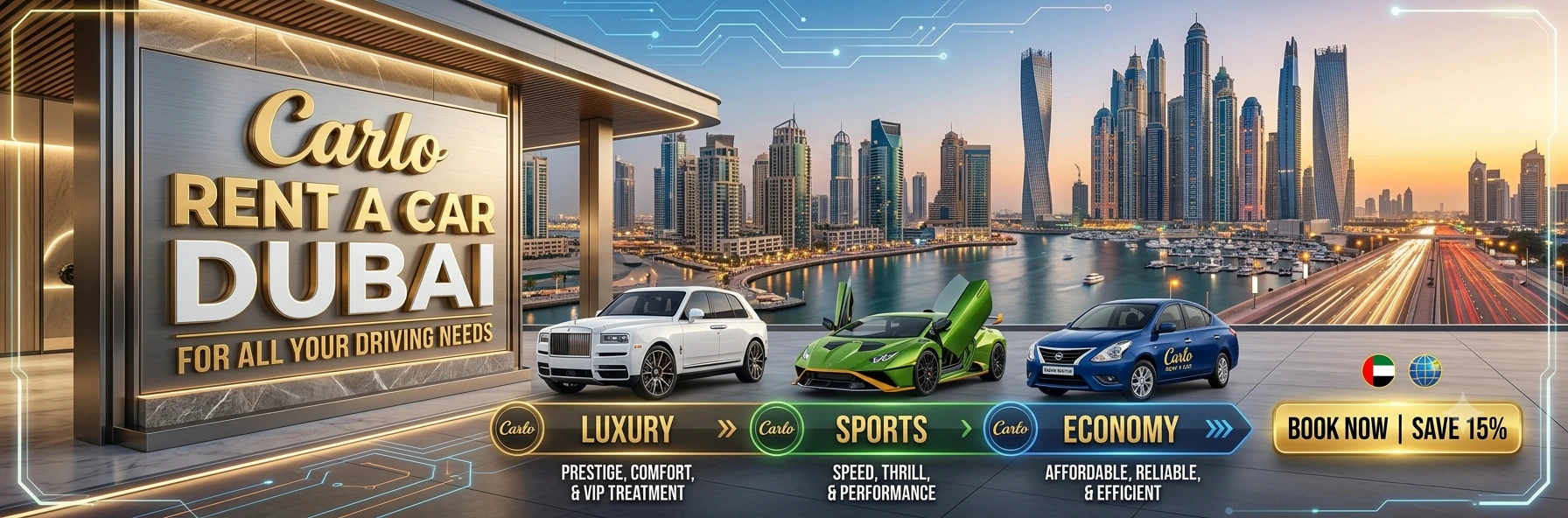 Carlo Rent a Car Dubai for Luxury, Economy & Sports Car Rentals